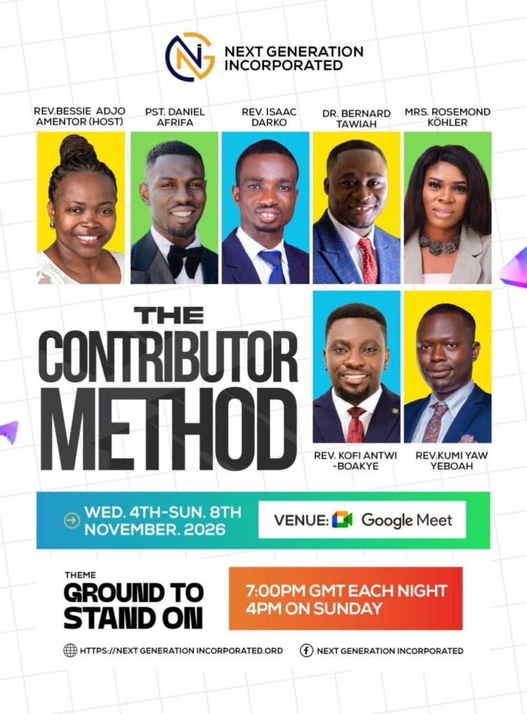 The Contributor Method online conference flyer, 4–8 November 2026, with Pst. Daniel Afrifa