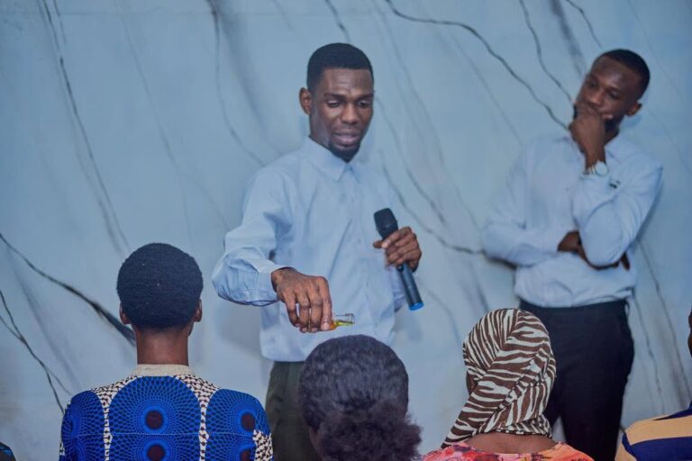 Daniel Osei Afrifa ministering to the congregation at Shepherds Staff Ministries in Ashanti Mampong, Ghana